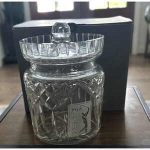 Waterford PGA Tour Crystal Lismore Round Biscuit Barrel Lid & Original Box RARE